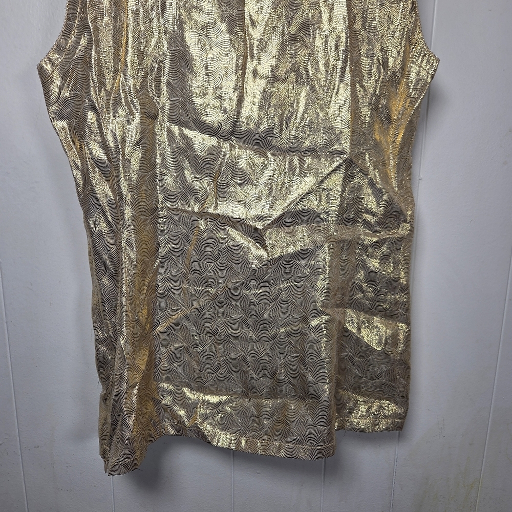 Tory Burch Trumpet Sleeveless Gold Ruffle Silk Blend Blouse Size 6 - Picture 8 of 16